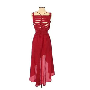 NEW Red Drappy High Low Unique Cut Out Back Dress